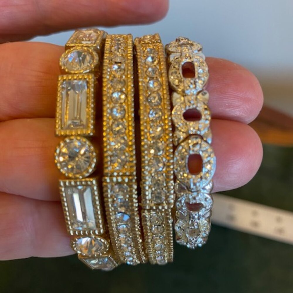 4 Natasha Rhinestone Infinity Stack Bracelets - Gold tone - Picture 3 of 9